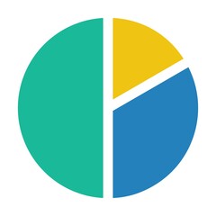 Pie chart icon vector graph symbol for big data and information in a flat color illustration