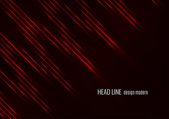 Glowing neon lines moving fast on a dark background. Red stripes and glittering ray traces on a dark background. Futuristic design. Vector