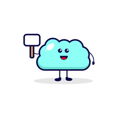Cloud with board cute character illustration