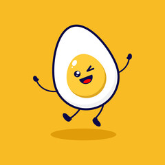 Egg jump cute character illustration