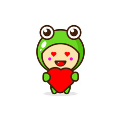 Frog cute love mascot character illustration