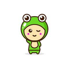 Frog cute simple mascot character illustration