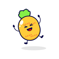 Pineapple happy cute character illustration