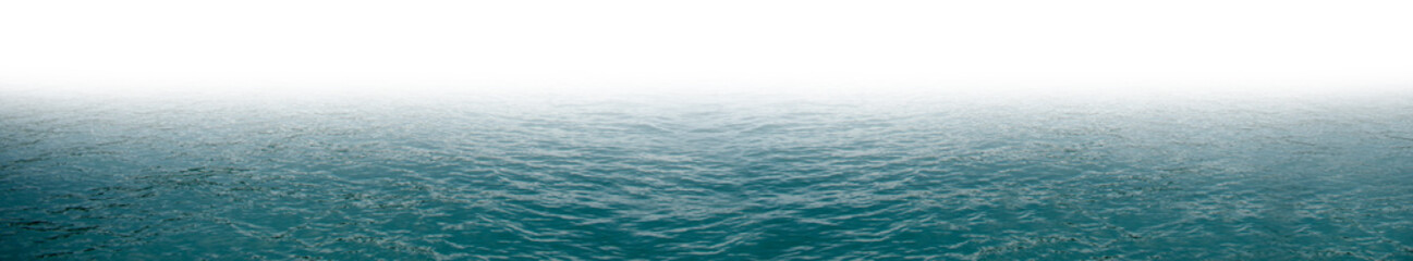 Wide horizontal copy space surface water texture for background. Water isolated with white room for text suitable for print or web banner. Panoramic image with calm relaxing clear sea top level.