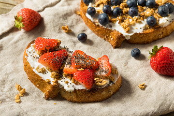 Healthy Organic Ricotta Cheese Breakfast Toasts