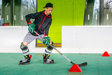 Inline skating, young man skating inline