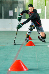 Inline skating, young man skating inline