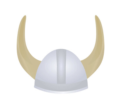 Grey viking helmet with horns. vector