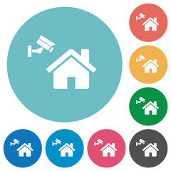 Home security flat round icons