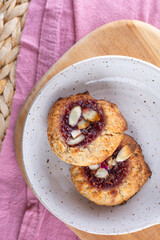 Raspberry almond thumbprint cookies