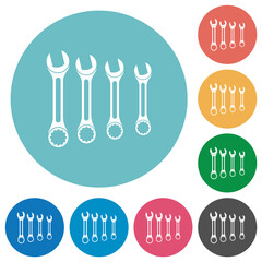 Set of wrenches flat round icons