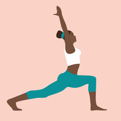 A dark-skinned girl does yoga. Vector illustration