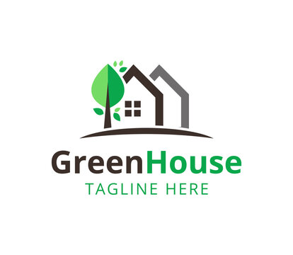 green house logo design, eco house logo, icon, vector, template