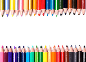 Colour pencils isolated on white background