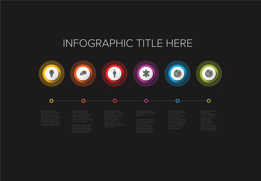 Six Elements Infographic Timeline with Icons in Circles