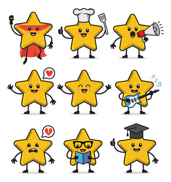 set of star character design illustration
