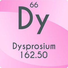 Dy Dysprosium Lanthanide Chemical Element vector illustration diagram, with atomic number and mass. Simple gradient flat design For education, lab, science class.

