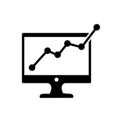 monitor vector icon, monitor icon  with chart in trendy flat style 