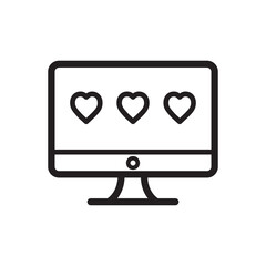 love rating icon in trendy flat style, device icon, monitor icon