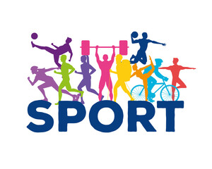 bundle of ten athletes practicing sports colorful silhouettes vector illustration design