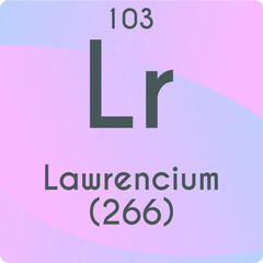 Lr Lawrencium Actinoid Chemical Element vector illustration diagram, with atomic number and mass. Simple gradient flat design For education, lab, science class.
