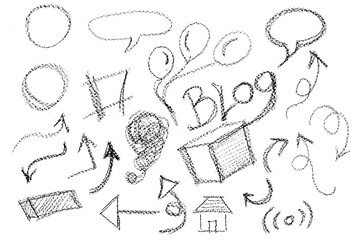 Charcoal drawing sign and doodles
