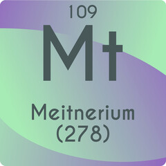 Mt Meitnerium  Chemical Element vector illustration diagram, with atomic number and mass. Simple gradient flat design For education, lab, science class.
