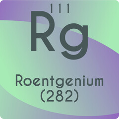 Fototapeta na wymiar Rg Roentgenium Chemical Element vector illustration diagram, with atomic number and mass. Simple gradient flat design For education, lab, science class. 