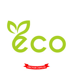 ECO icon vector logo template, leaf icon