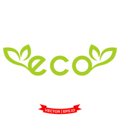 ECO icon vector logo template, leaf icon