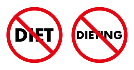 International Day without Diet. Sign against diet, on a white background, flat style. No diet. Vector