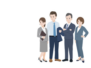 ビジネス　会社員　仲間　同僚　男女　全身　イラスト素材