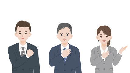 ビジネス　会社員　安心　信用　おまかせ　男女　イラスト素材