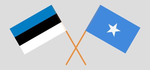 Crossed flags of Estonia and Somalia. Official colors. Correct proportion