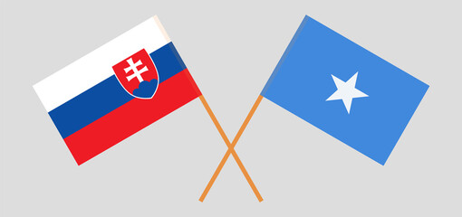Crossed flags of Slovakia and Somalia. Official colors. Correct proportion