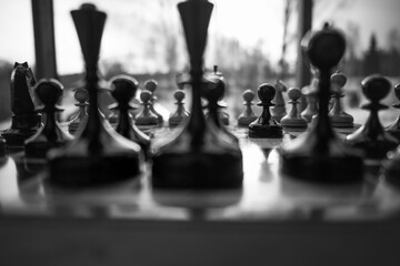 chess board and pieces