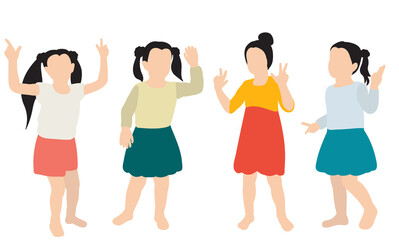 Fototapeta premium girls in flat style, dance, rejoice