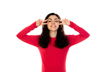 Fototapeta na wymiar Adorable teenage girl with red sweater