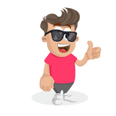Character teen logo mascot thumb pose