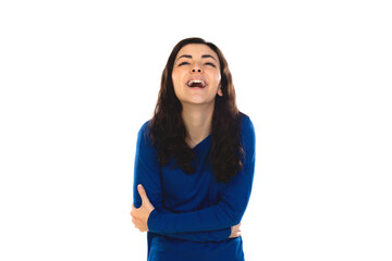 Obraz na płótnie Canvas Adorable teenage girl with blue sweater