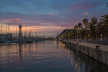 Obraz premium Sunrise, Port Barcelona