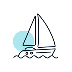 Sailing yacht flat vector icon