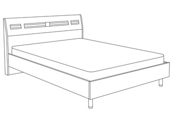 Orthopedic Bed Black Contour. Simple Bed Image. Home interior. Schematic Image of a Bed. 