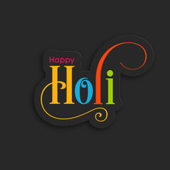 Illustration of Holi Festival with colorful intricate calligraphy vector.