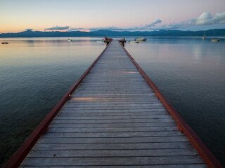 Fototapeta premium Fiji, Vanua Levu. Long wooden pier.