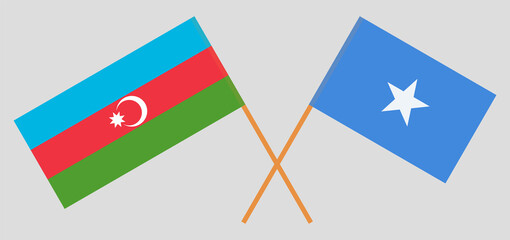 Crossed flags of Azerbaijan and Somalia. Official colors. Correct proportion