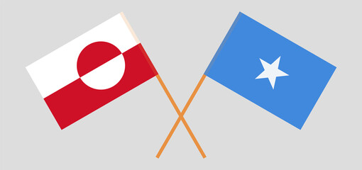 Crossed flags of Greenland and Somalia. Official colors. Correct proportion