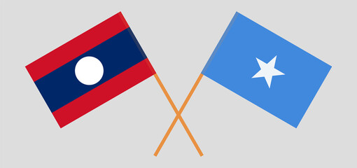 Crossed flags of Laos and Somalia. Official colors. Correct proportion