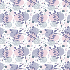 Abstract shapes floral pattern seamless on white background