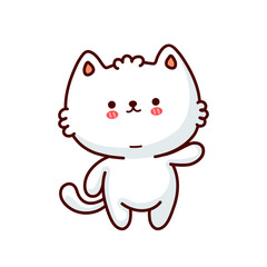Cute funny cat. Vector flat line cartoon kawaii character illustration icon. Isolated on white background. Cat,kittie pet character concept